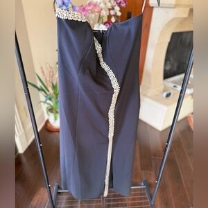 Chic Black Dress with Rhinestone Accent